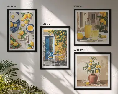 Set van posters met lijst Citroentuin met drankjes