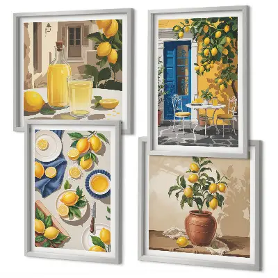 Set van posters met lijst Citroentuin met drankjes