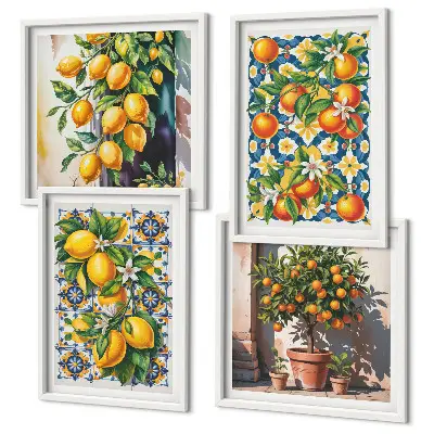 Meerluik in lijst Kleurrijke abstracte citrusvruchten