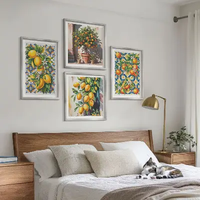 Kleurrijke abstracte citrusvruchten meerluik in lijst