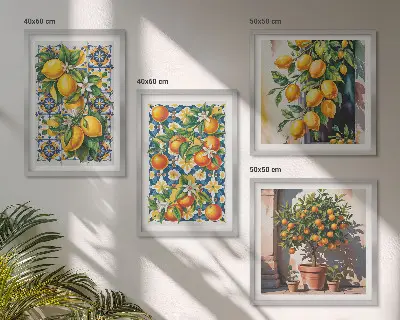 Kleurrijke abstracte citrusvruchten meerluik in lijst