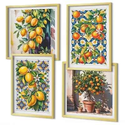 Kleurrijke abstracte citrusvruchten meerluik in lijst