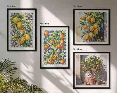 Kleurrijke abstracte citrusvruchten meerluik in lijst
