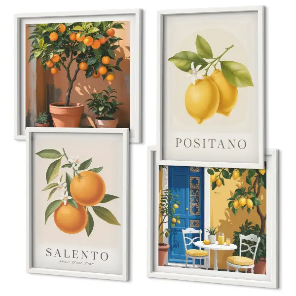 Set van posters met lijst Citroenen en sinaasappels uit Amalfi