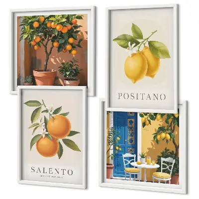 Set van posters met lijst Citroenen en sinaasappels uit Amalfi