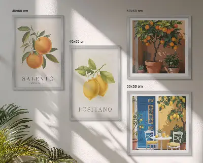 Set van posters met lijst Citroenen en sinaasappels uit Amalfi
