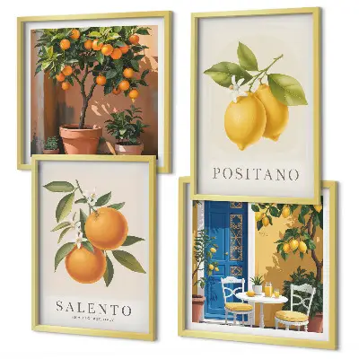 Set van posters met lijst Citroenen en sinaasappels uit Amalfi