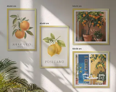 Set van posters met lijst Citroenen en sinaasappels uit Amalfi