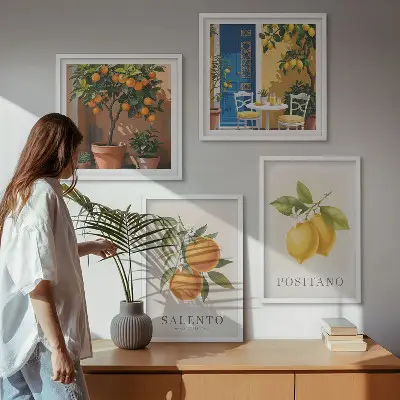 Set van posters met lijst Citroenen en sinaasappels uit Amalfi