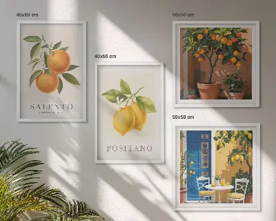 Set van posters met lijst Citroenen en sinaasappels uit Amalfi