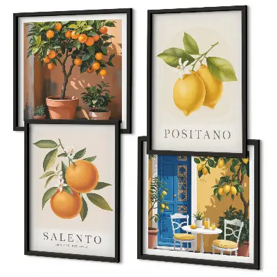 Set van posters met lijst Citroenen en sinaasappels uit Amalfi