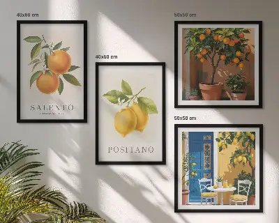 Set van posters met lijst Citroenen en sinaasappels uit Amalfi