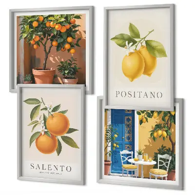 Set van posters met lijst Citroenen en sinaasappels uit Amalfi