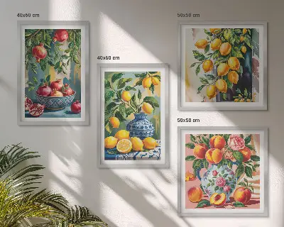 Fruitcomposities meerluik in lijst