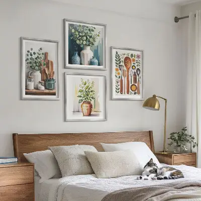 Set posters met lijst voor keuken met plantaardige keukenillustraties