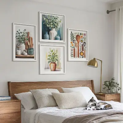 Set posters met lijst voor keuken met plantaardige keukenillustraties