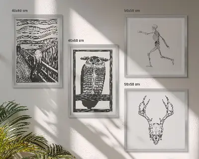 Inspiratie Schreeuw Schedel Uil meerluik in lijst