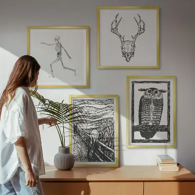 Inspiratie Schreeuw Schedel Uil meerluik in lijst