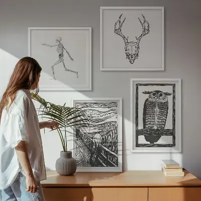 Inspiratie Schreeuw Schedel Uil meerluik in lijst