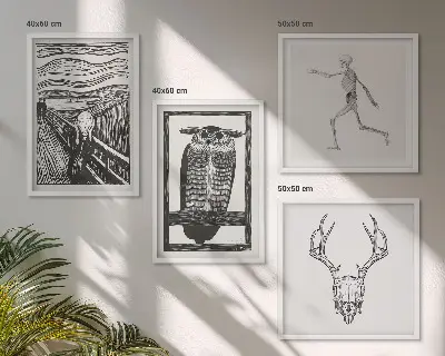 Inspiratie Schreeuw Schedel Uil meerluik in lijst