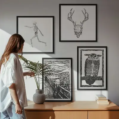 Inspiratie Schreeuw Schedel Uil meerluik in lijst