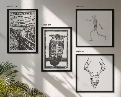 Inspiratie Schreeuw Schedel Uil meerluik in lijst