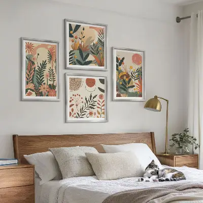 Set van posters met lijst Pastelkleurige plantpatronen
