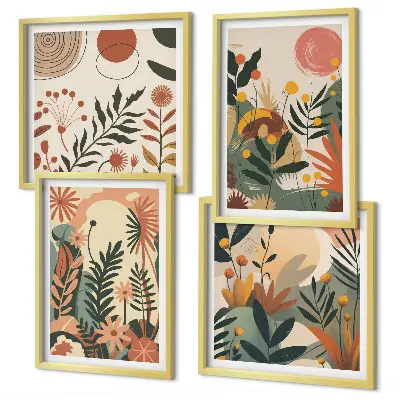 Set van posters met lijst Pastelkleurige plantpatronen