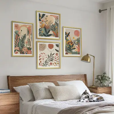 Set van posters met lijst Pastelkleurige plantpatronen