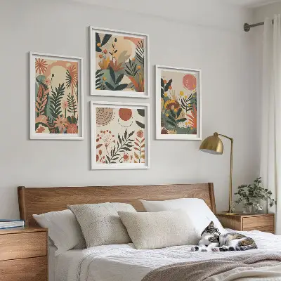 Set van posters met lijst Pastelkleurige plantpatronen