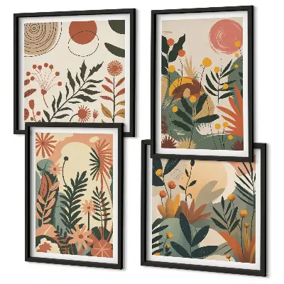 Set van posters met lijst Pastelkleurige plantpatronen