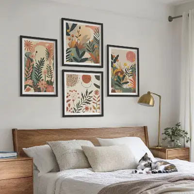 Set van posters met lijst Pastelkleurige plantpatronen