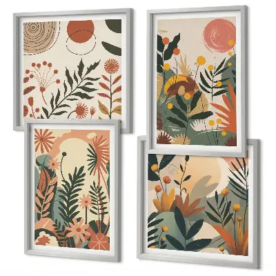 Set van posters met lijst Pastelkleurige plantpatronen