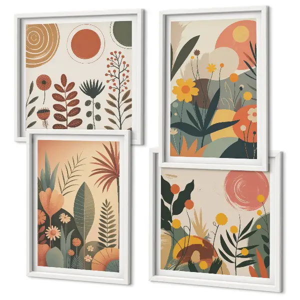 Boho planten warme patronen meerluik in lijst