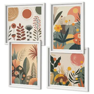 Boho planten warme patronen meerluik in lijst