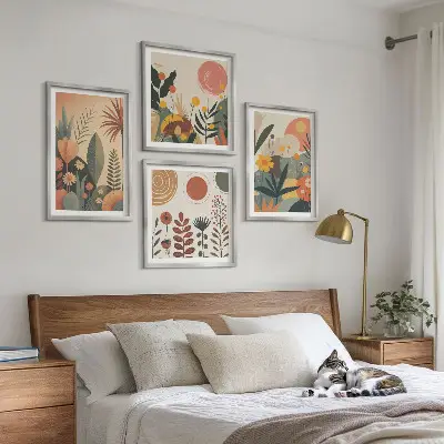 Boho planten warme patronen meerluik in lijst