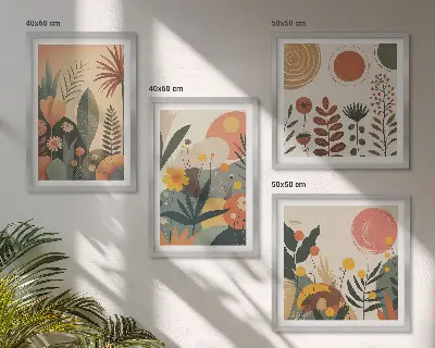 Boho planten warme patronen meerluik in lijst