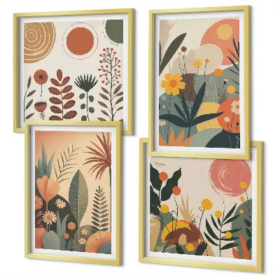 Boho planten warme patronen meerluik in lijst
