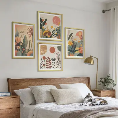 Boho planten warme patronen meerluik in lijst