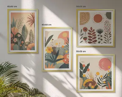 Boho planten warme patronen meerluik in lijst