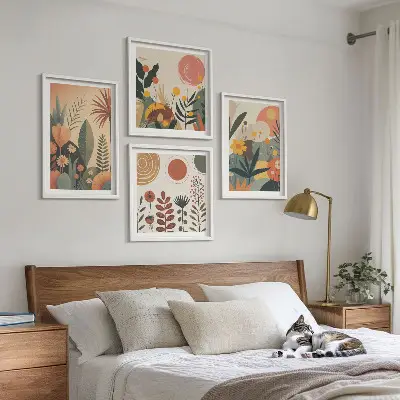 Boho planten warme patronen meerluik in lijst