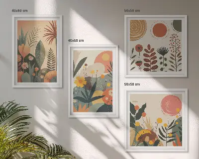 Boho planten warme patronen meerluik in lijst