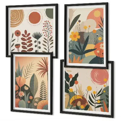Boho planten warme patronen meerluik in lijst