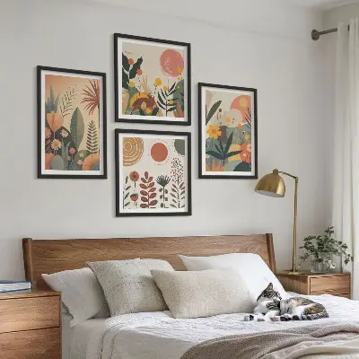 Boho planten warme patronen meerluik in lijst