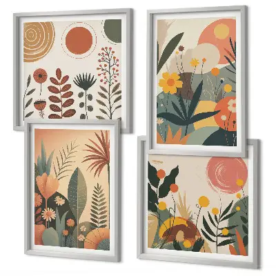 Boho planten warme patronen meerluik in lijst