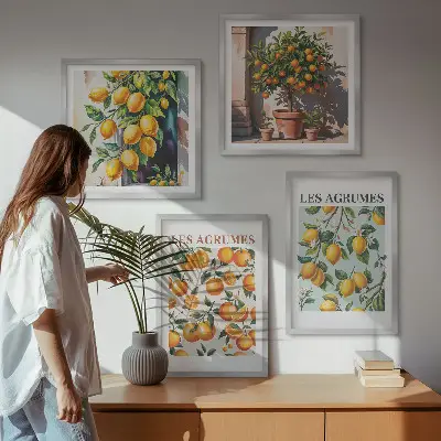 Fruitige citruspatronen meerluik in lijst