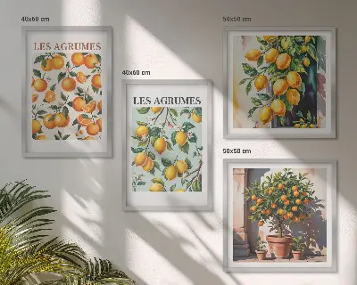 Fruitige citruspatronen meerluik in lijst