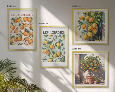 Fruitige citruspatronen meerluik in lijst