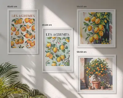Fruitige citruspatronen meerluik in lijst