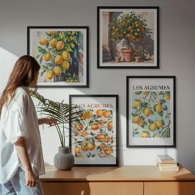Fruitige citruspatronen meerluik in lijst